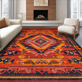 Ultra Soft Area Rug, Non Slip, Stain Resistant, Washable Area Rugs for Living Room, Bedroom, Rustic Southwest Print Design(Red)