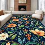 Ultra Soft Area Rug, Non Slip, Stain Resistant, Washable Area Rugs for Living Room, Bedroom, Elegant Insect Botanical Arrangement(Black)