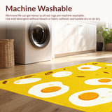 Ultra Soft Area Rug, Non Slip, Stain Resistant, Washable Area Rugs for Living Room, Bedroom, Whimsical Fried Egg Design(Yellow)