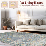 Ultra Soft Area Rug, Non Slip, Stain Resistant, Washable Area Rugs for Living Room, Bedroom, Sophisticated Low-Profile Geometric Design(Gray)