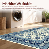 Ultra Soft Area Rug, Non Slip, Stain Resistant, Washable Area Rugs for Living Room, Bedroom, Stylish Distressed Floral Composition(White)