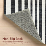 Ultra Soft Area Rug, Non Slip, Stain Resistant, Washable Area Rugs for Living Room, Bedroom, Minimalist Striped Area Rug Reversible Door Mat Style(Black)