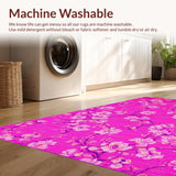 Ultra Soft Area Rug, Non Slip, Stain Resistant, Washable Area Rugs for Living Room, Bedroom, Lively Cheerful Garden Theme(Pink)