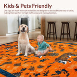 Ultra Soft Area Rug, Non Slip, Stain Resistant, Washable Area Rugs for Living Room, Bedroom, Trendy Kids Room Funky Artwork(Orange)