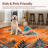 Ultra Soft Area Rug, Non Slip, Stain Resistant, Washable Area Rugs for Living Room, Bedroom, Creative Youthful Tiger Theme Decor(Orange)