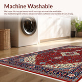 Ultra Soft Area Rug, Non Slip, Stain Resistant, Washable Area Rugs for Living Room, Bedroom, Oriental Beige and Black Dining Area Carpet(Red)