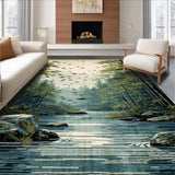 Ultra Soft Area Rug, Non Slip, Stain Resistant, Washable Area Rugs for Living Room, Bedroom, Cozy Rustic Fishing Lodge Decor(Gray)