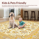 Ultra Soft Area Rug, Non Slip, Stain Resistant, Washable Area Rugs for Living Room, Bedroom, Neutral with Textured Design(Ivory)
