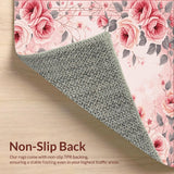 Ultra Soft Area Rug, Non Slip, Stain Resistant, Washable Area Rugs for Living Room, Bedroom, Serene Floral Embrace Aesthetic(Pink)