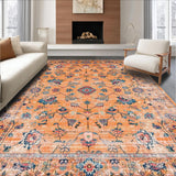 Ultra Soft Area Rug, Non Slip, Stain Resistant, Washable Area Rugs for Living Room, Bedroom, Chic Rustic Orange Blossom Pattern(Orange)