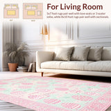 Ultra Soft Area Rug, Non Slip, Stain Resistant, Washable Area Rugs for Living Room, Bedroom, Lively Springtime Color Fusion(Pink)