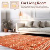 Ultra Soft Area Rug, Non Slip, Stain Resistant, Washable Area Rugs for Living Room, Bedroom, Modern Abstract Cozy Accents(Orange)