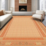 Geometric Intrigue Area in Warm Terracotta and Beige Tones(Beige)