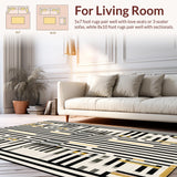 Ultra Soft Area Rug, Non Slip, Stain Resistant, Washable Area Rugs for Living Room, Bedroom, Modern Contrast Layered Stripe Rug Featuring Alternating Black and White Bands(Black)