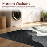 Ultra Soft Area Rug, Non Slip, Stain Resistant, Washable Area Rugs for Living Room, Bedroom, Linear Wave Rug with Striking Stripe Mosaic and Grey Highlights(Gray)