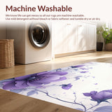 Ultra Soft Area Rug, Non Slip, Stain Resistant, Washable Area Rugs for Living Room, Bedroom, Chic Lilac Floral Arrangement(Purple)