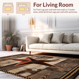 Ultra Soft Area Rug, Non Slip, Stain Resistant, Washable Area Rugs for Living Room, Bedroom, Rustic West Star Welcome Rug for Entryway Brown Cowboy Cowgirl Motif Carpet(Brown)