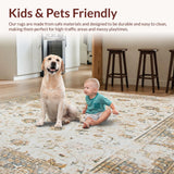 Ultra Soft Area Rug, Non Slip, Stain Resistant, Washable Area Rugs for Living Room, Bedroom, Vintage Style Beige Runner Non Slip Distressed Mat(Beige)