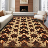 Ultra Soft Area Rug, Non Slip, Stain Resistant, Washable Area Rugs for Living Room, Bedroom, Vintage Primitive Bedroom Entryway Washable Rug(Beige)
