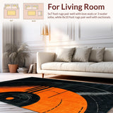 Ultra Soft Area Rug, Non Slip, Stain Resistant, Washable Area Rugs for Living Room, Bedroom, Eclectic Retro Music Motif(Orange)