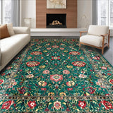 Ultra Soft Area Rug, Non Slip, Stain Resistant, Washable Area Rugs for Living Room, Bedroom, Chic Vintage Floral Symmetry(Blue)