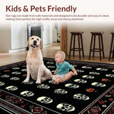 Ultra Soft Area Rug, Non Slip, Stain Resistant, Washable Area Rugs for Living Room, Bedroom, Creepy Halloween Decorative Piece(Black)