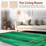 Ultra Soft Area Rug, Non Slip, Stain Resistant, Washable Area Rugs for Living Room, Bedroom, Bold Gold Accented Graphic Motif(Green)