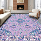 Ultra Soft Area Rug, Non Slip, Stain Resistant, Washable Area Rugs for Living Room, Bedroom, Sophisticated Ogee Patterned Delight(Purple)