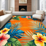 Ultra Soft Area Rug, Non Slip, Stain Resistant, Washable Area Rugs for Living Room, Bedroom, Striking Colorful Petal Composition(Orange)