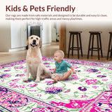 Ultra Soft Area Rug, Non Slip, Stain Resistant, Washable Area Rugs for Living Room, Bedroom, Feminine Elegant Blooming Vibes(White)