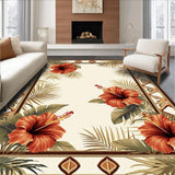 Tropical Paradise Indoor Area Rug With Elegant Floral Pattern(Beige)