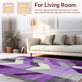 Ultra Soft Area Rug, Non Slip, Stain Resistant, Washable Area Rugs for Living Room, Bedroom, Contemporary Abstract Purple Palette(Purple)