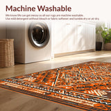 Ultra Soft Area Rug, Non Slip, Stain Resistant, Washable Area Rugs for Living Room, Bedroom, Elegant Tiled Ogee Elements(Orange)