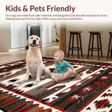 Ultra Soft Area Rug, Non Slip, Stain Resistant, Washable Area Rugs for Living Room, Bedroom, Brown Wildlife Bear Lodge Area Carpet(Red)