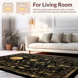 Ultra Soft Area Rug, Non Slip, Stain Resistant, Washable Area Rugs for Living Room, Bedroom, Necromancer's Study Rug Collection - Arcane Floor Art - Dark Academia(Black)