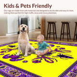 Ultra Soft Area Rug, Non Slip, Stain Resistant, Washable Area Rugs for Living Room, Bedroom, Vibrant Mardi Gras Carnival Aesthetic(Yellow)