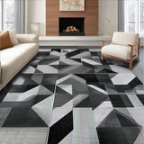 Ultra Soft Area Rug, Non Slip, Stain Resistant, Washable Area Rugs for Living Room, Bedroom, Graphic Gridlock Contemporary Black And White Rug Design(Gray)