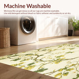 Ultra Soft Area Rug, Non Slip, Stain Resistant, Washable Area Rugs for Living Room, Bedroom, Botanical Beige Runner Floral Hallway Entryway Leaf Mat(Ivory)