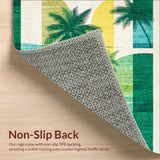 Ultra Soft Area Rug, Non Slip, Stain Resistant, Washable Area Rugs for Living Room, Bedroom, Kids Surf Bath Mat Playful Island Boards Artistic Palms Oceanic Pattern Rug(Green)