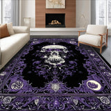 Ultra Soft Area Rug, Non Slip, Stain Resistant, Washable Area Rugs for Living Room, Bedroom, Midnight Macabre Rug - Bewitched Skull Home Decor for Spooky Enthusiasts(Purple)