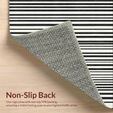 Ultra Soft Area Rug, Non Slip, Stain Resistant, Washable Area Rugs for Living Room, Bedroom, Classic Bistro Inspired Linear Pattern Washable Reversible Floor Mat(Black)