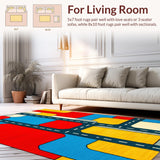 Ultra Soft Area Rug, Non Slip, Stain Resistant, Washable Area Rugs for Living Room, Bedroom, Playful Green Urban Adventure Mat(Red)