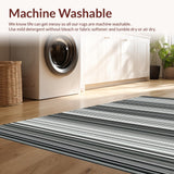 Ultra Soft Area Rug, Non Slip, Stain Resistant, Washable Area Rugs for Living Room, Bedroom, Modern Rustic Striped Visual Appeal(Black)