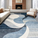 Ultra Soft Area Rug, Non Slip, Stain Resistant, Washable Area Rugs for Living Room, Bedroom, Chic Grey Geometric Elements(Blue)
