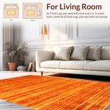 Ultra Soft Area Rug, Non Slip, Stain Resistant, Washable Area Rugs for Living Room, Bedroom, Luxurious Abstract Color Fusion(Orange)