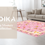 Ultra Soft Area Rug, Non Slip, Stain Resistant, Washable Area Rugs for Living Room, Bedroom, Trendy Warm Colorful Imagery(Pink)