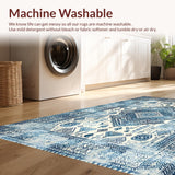 Ultra Soft Area Rug, Non Slip, Stain Resistant, Washable Area Rugs for Living Room, Bedroom, Serene Abstract Blue Pattern(Blue)