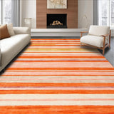 Ultra Soft Area Rug, Non Slip, Stain Resistant, Washable Area Rugs for Living Room, Bedroom, Bold Linear Stripes in Warm Hues(Orange)