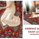 Ultra Soft Area Rug, Non Slip, Stain Resistant, Washable Area Rugs for Living Room, Bedroom, Vibrant Ethnic Braided Texture(Red)