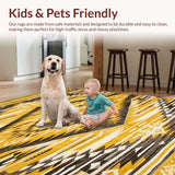Ultra Soft Area Rug, Non Slip, Stain Resistant, Washable Area Rugs for Living Room, Bedroom, Sophisticated Geometric Trellis Style(Yellow)